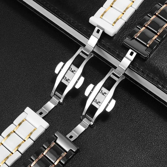 Bracelet de montre de luxe en céramique et acier fin
