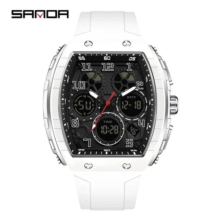 SANDA 6157 Nouvelle montre électronique pour homme tendance, montre numérique multifonctionnelle, ét