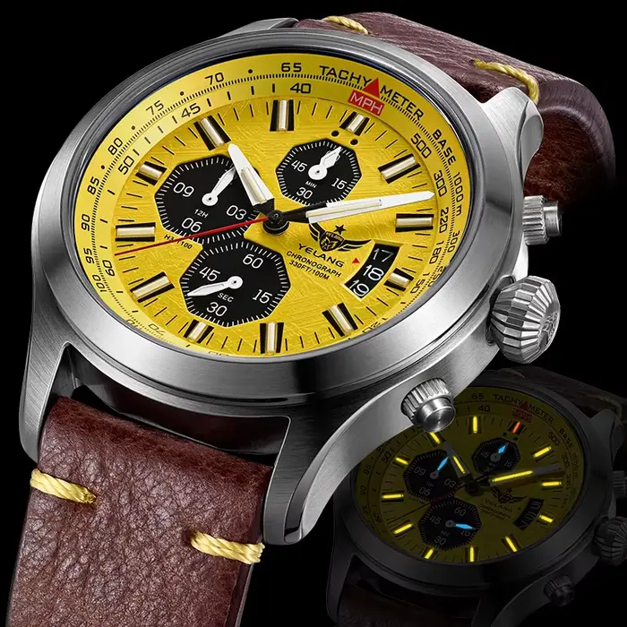 YELANG V1029S Montre à quartz pour homme 42 mm Mouvement japonais OS10 T100 Lumineuse 100M Étanche Style sport militaire Saphir