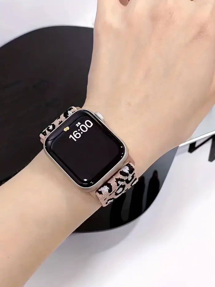 Bracelet en nylon imprimé léopard chic pour Apple Watch série 9/8/7/6/5/4/3/2/SE