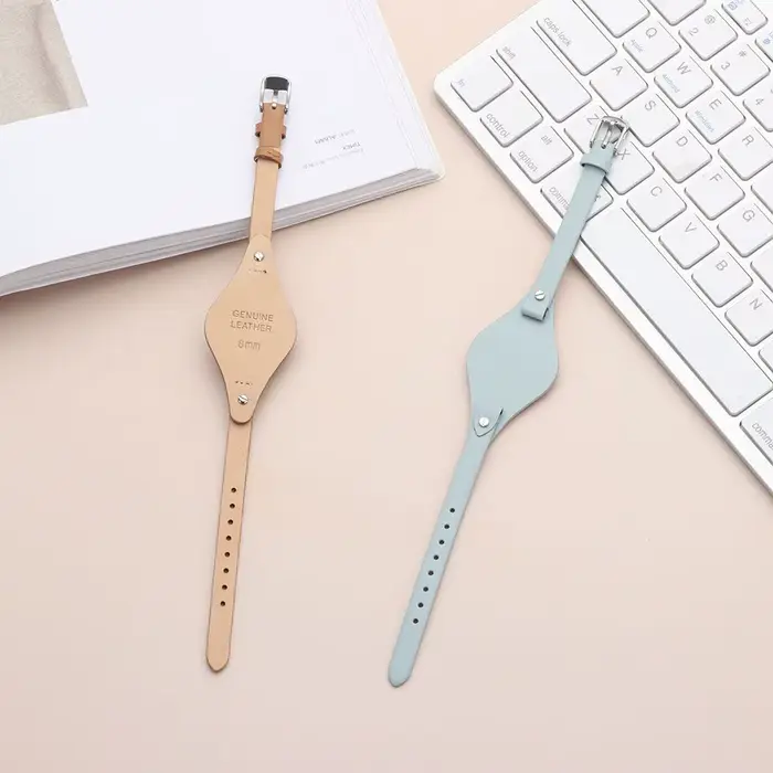 Bracelet de montre à boucle en cuir véritable