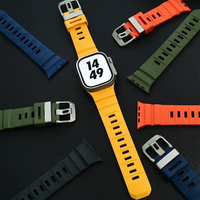 Bracelet en silicone Trail pour Apple Watch Ultra 3 2 49 mm, bracelet sport 46 mm 45 mm 44 mm pour iWatch Series 11 10 Ultra 9 8 7 6 SE3
