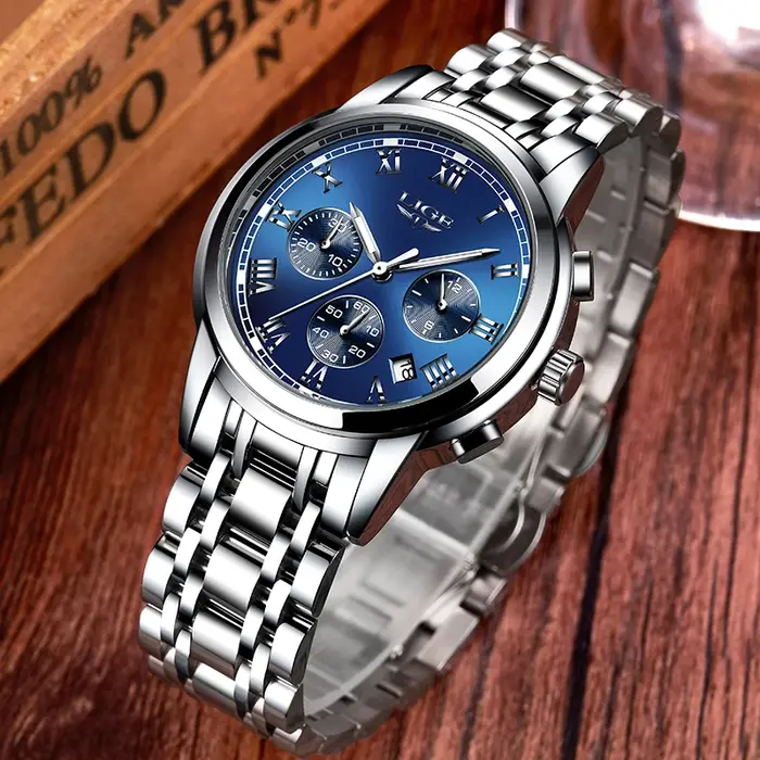 LIGE-Montre de sport à quartz étanche pour homme, montres chronographes décontractées, horloge entièrement en acier, marque supérieure, mode de luxe