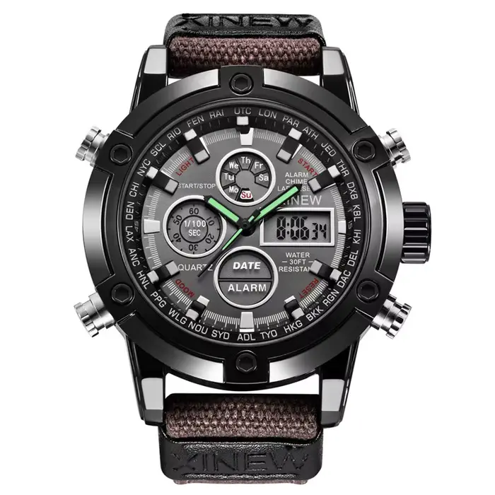 XINEW-Montre d'affaires chronographe pour homme, Nylon, Alarme, Mouvement multifonction, Original, Z