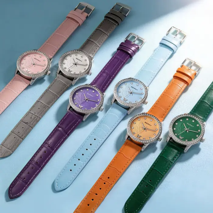 Montres BERNY pour femmes, montres à quartz élégantes et luxueuses pour femmes, bracelet en cuir, montre de mode pour filles, montre de bureau quotidienne