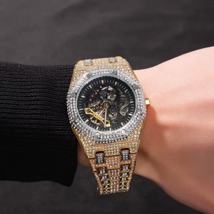 Uwin-Montre mécanique étanche en acier inoxydable pour homme
