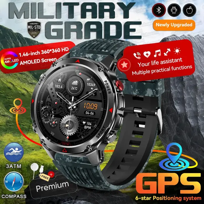Forerunner 570 GPS montre intelligente 3ATM étanche AMOLED écran MULTI-bande GNSS boussole altimètre lampe de poche sport Smartwatch hommes