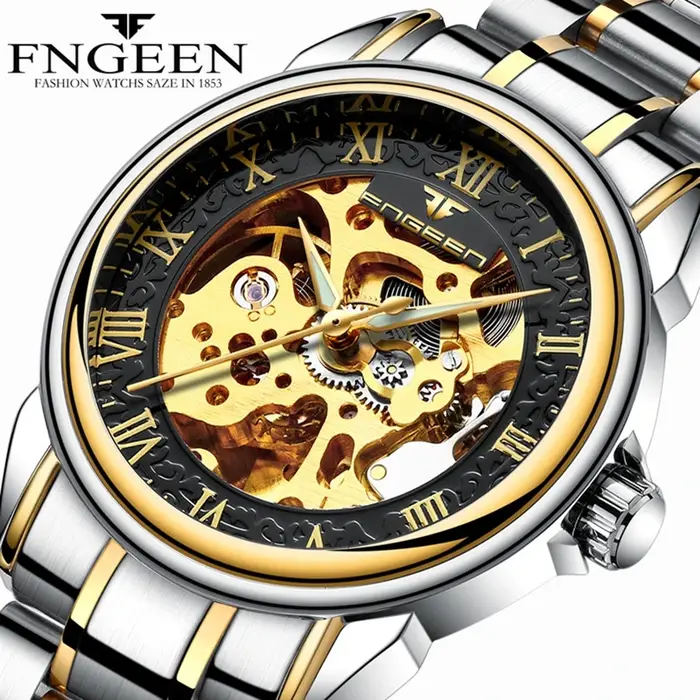 Montres mécaniques automatiques étanches pour hommes, horloge double face, creuse, marque de machines