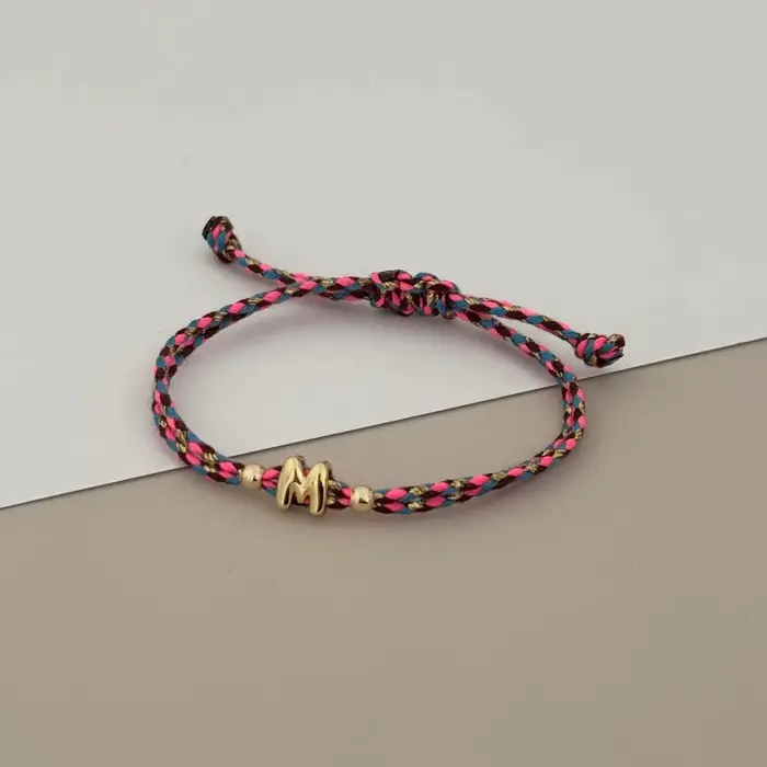 Bracelet initial Vlen Alphabet pour femme, lettre bulle de A à Z, cordon coloré réglable, cadeau d'a