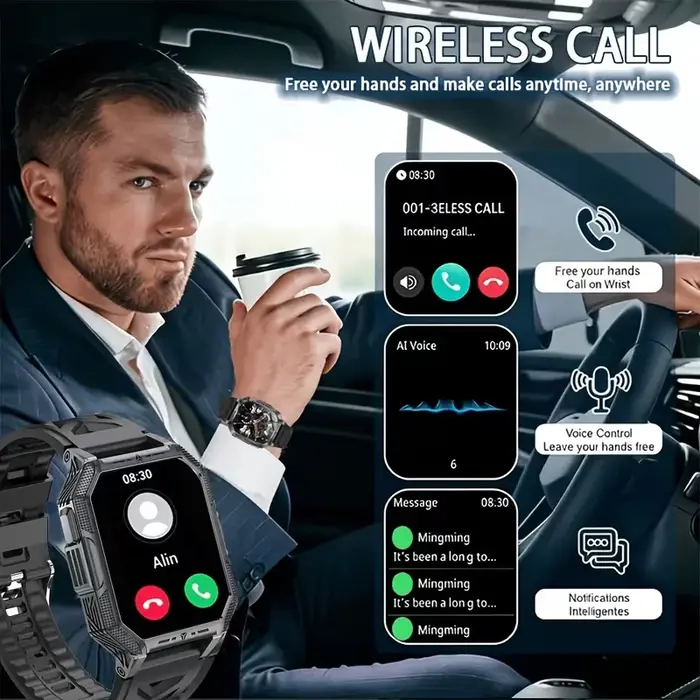 Montre connectée pour hommes, conçue pour les activités sportives de plein air, avec une autonomie de batterie allant jusqu'à 100 jours, compatible avec plus de 100 modes sportifs et idéale pour les l
