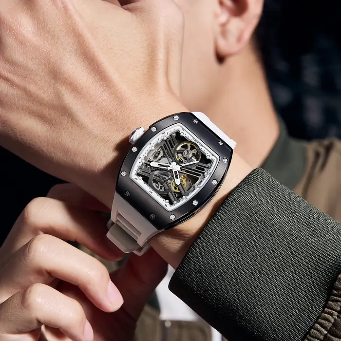 Montre homme CHANCE, cadran ajouré, montre mécanique, boîtier en acier, étanche, montre sport, mouvement automatique, 919013