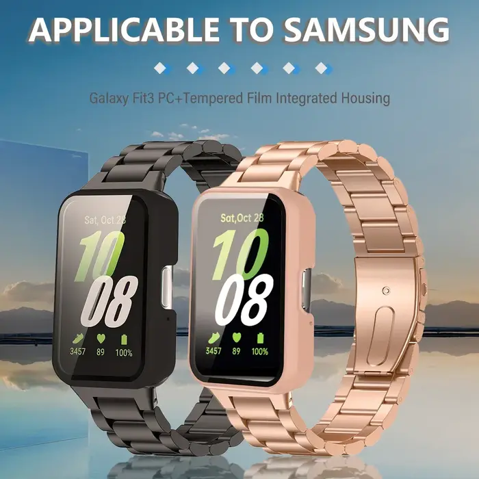 Smartwatch housse de protection pour Samsung Galaxy Fit 3 SM-R390 PC boîtier de montre avec verre trempé anti-chute
