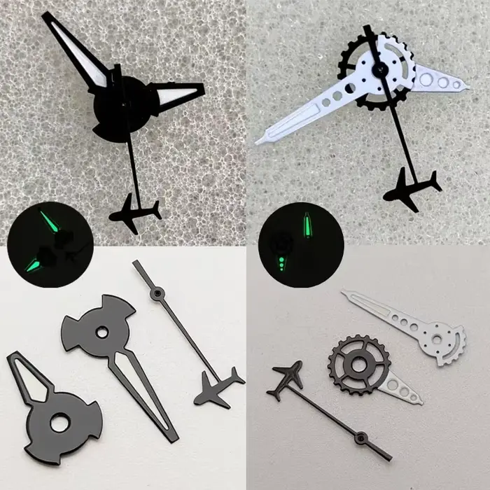 Aiguilles de montre mécaniques lumineuses vertes en forme d'engrenage NH35