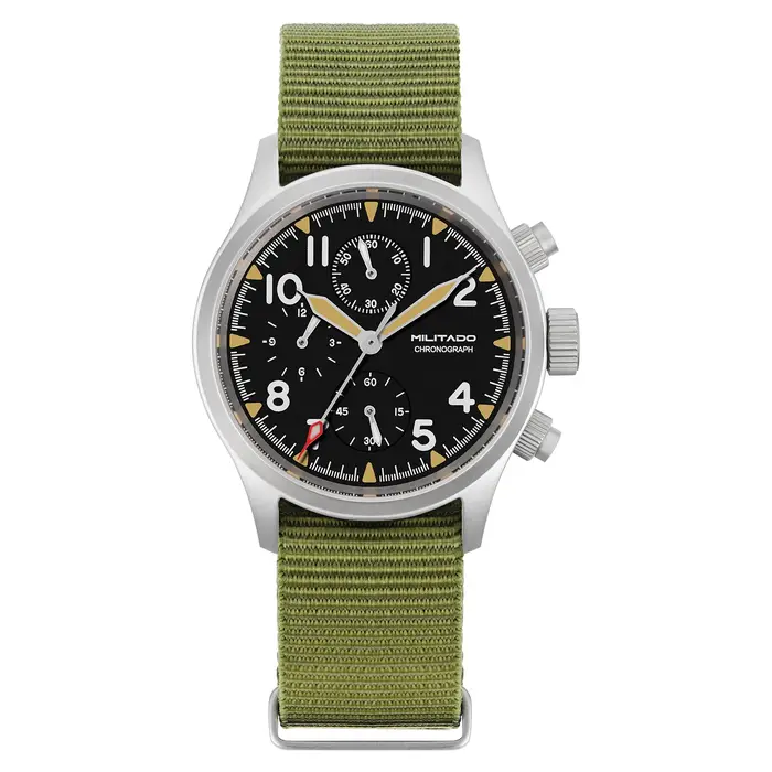 Militado Ml1868KF montre VK67 chronographe montres à Quartz lumineux AR saphir cristal 100M étanche 39Mm montre-bracelet militaire