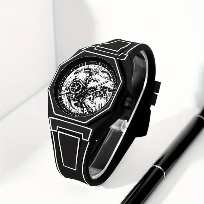 Montre à quartz élégante pour hommes - Bracelet en silicone