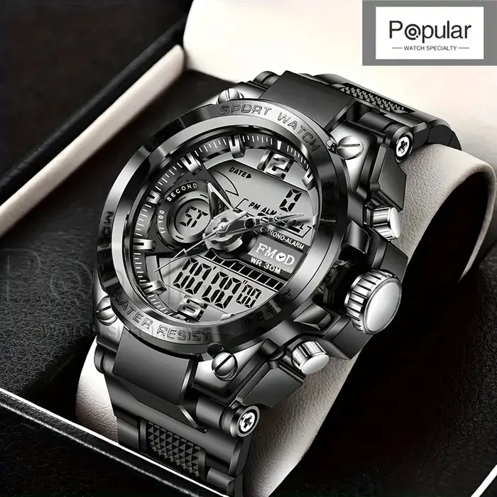 Montre-bracelet militaire numérique en acier pour hommes
