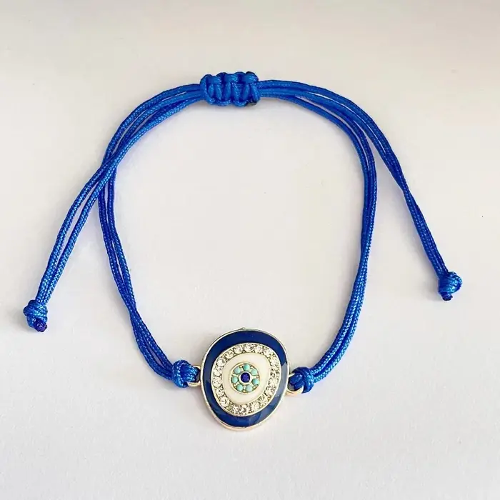 Bracelets tissés mauvais yeux avec breloques, bracelets empilables en tissu