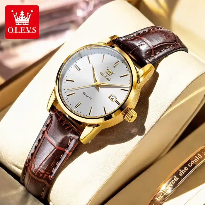 Montres pour femmes OLEVS, nouvelle mode, marque haut de gamme, cuir, étanche, date, quartz, montre 