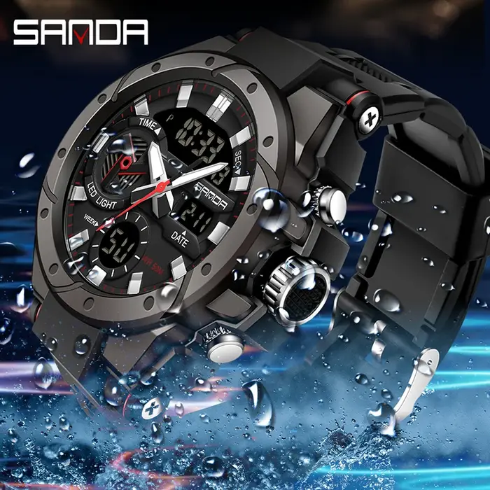 Montre-bracelet analogique tactique militaire pour homme G-Style, montre de sport de luxe résistante aux chocs pour homme