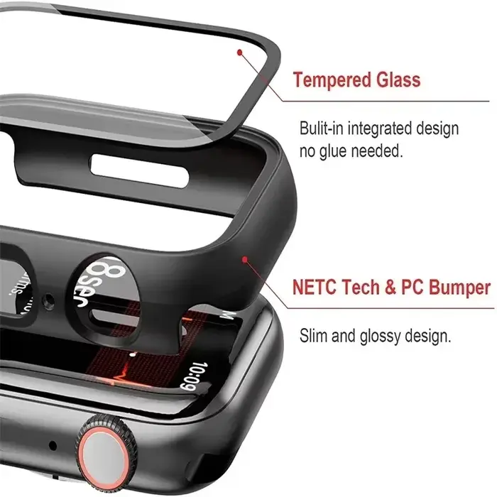 Verre trempé + étui pour Apple Watch 11 10 9 8 7 6 5 SE Ultra 2