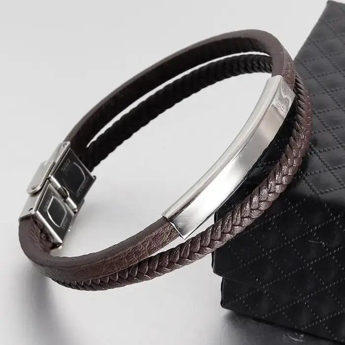 Bracelet multicouche en cuir pour hommes