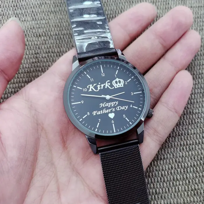 Montre-bracelet personnalisée avec gravure gratuite de votre nom, logo ou texte, pour homme et femme, résistante à l'eau 3 ATM, montre-bracelet sur mesure