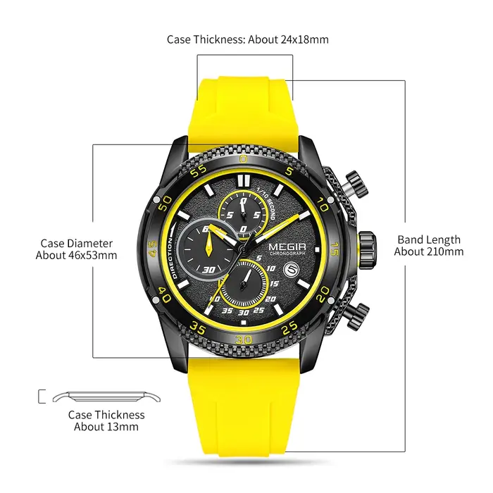 MEGIR montre pour hommes de luxe mode militaire Sport montre-bracelet pour homme étanche lumineux bracelet en Silicone Quartz chronographe 2211