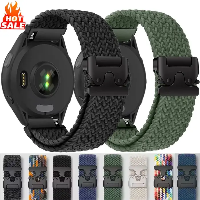 Bracelet à boucle tressée pour Garmin Forerunner 965 970 265 165 570, boucle de Parachute, bracelet de montre en Nylon Garmin Venu 4/3/2 Active 6-5