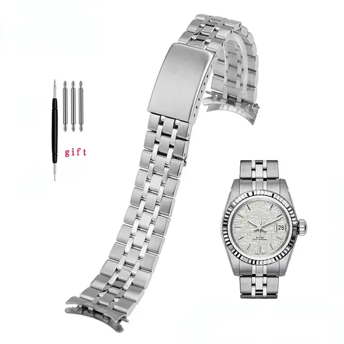 Bracelet de montre en métal à extrémité incurvée, pour les princesses Tudor 13 17mm 19 20mm, boucle 
