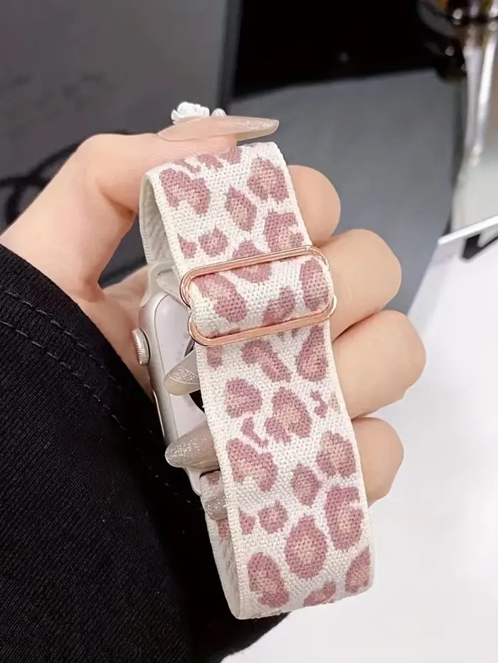 Bracelet en nylon imprimé léopard chic pour Apple Watch série 9/8/7/6/5/4/3/2/SE