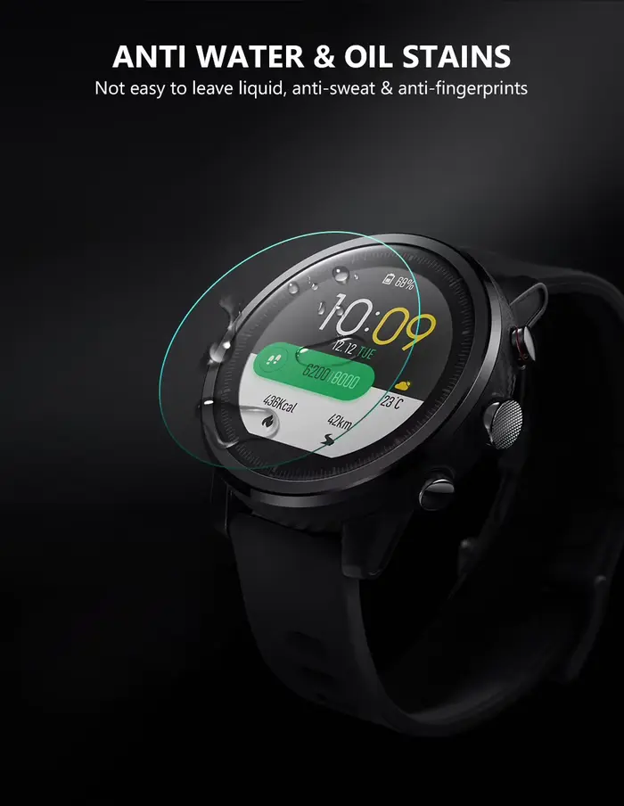 Film de protection d'écran en verre trempé pour montres rondes de toutes tailles