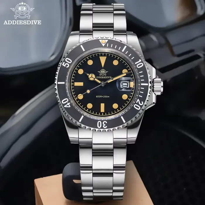 ADDIESDIVE montre de luxe pour hommes 2115 mouvement à Quartz montres de plongée de mode lunette en céramique 200m étanche rétro montre-bracelet lumineuse