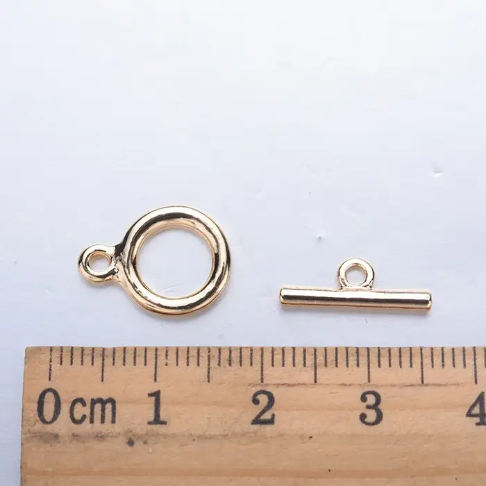 (3341) 6 ensembles de fermoirs ronds en laiton plaqué or 24 carats de 15x11 mm