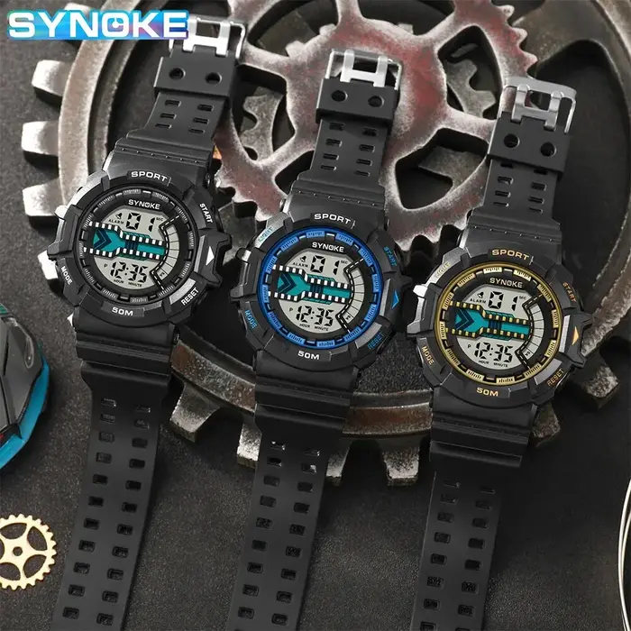 Montre numérique pour hommes en plein air militaire mode rétro hommes montre sport étanche hommes montre multifonctionnel lumineux SYNOKE