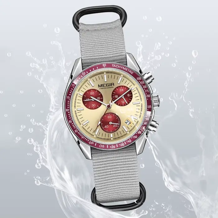MEGIR nouvelles montres de luxe pour hommes toile tissage bracelet Sport automatique chronographe Qu