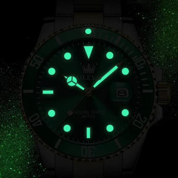 OLEVS montre pour hommes de luxe haut de gamme rotatif unidirectionnel anneau extérieur conception