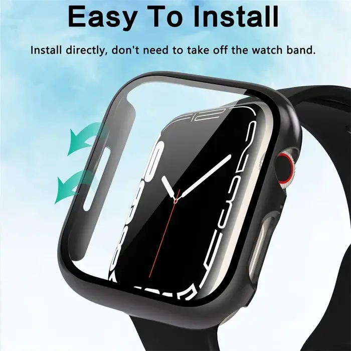 Verre + couvercle pour boîtier de montre Apple 9 8 7 6 SE 5 accessoire iWatch protecteur d'écran
