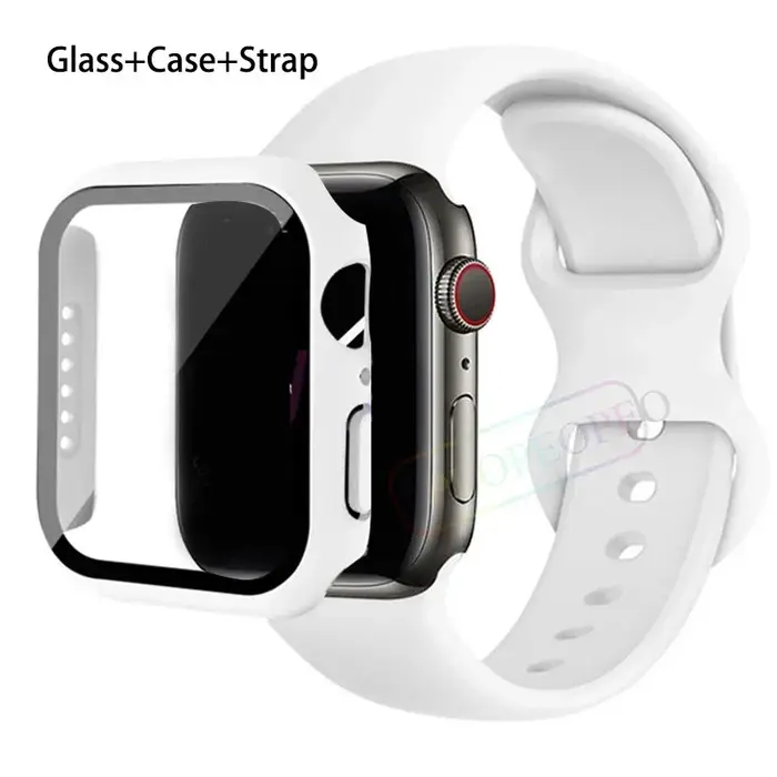 Verre + boîtier + bracelet pour bracelet de montre Apple 44mm 41mm 45mm 40mm 38mm 42mm bracelet en S