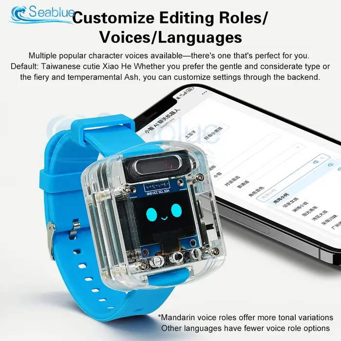 Xiaozhi AI montre vocale intelligente avec écran OLED 0.96 "Dialogue vocal AI Intelligent Kit de bricolage ESP32S3N16R8 Module bracelet en Silicone