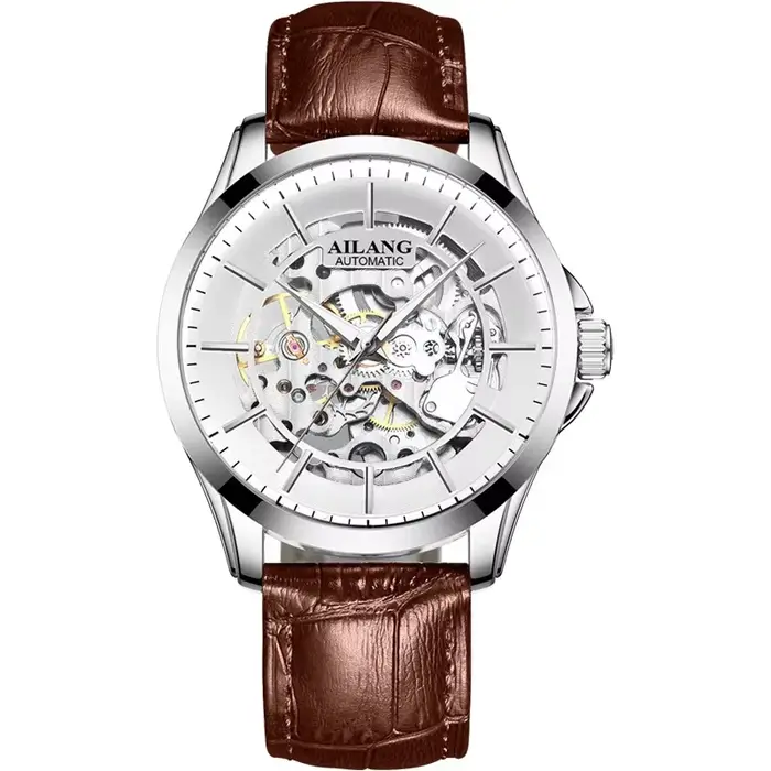 AILANG 2026 8629 Nouvelles Montres Mécaniques Bracelet en Cuir Véritable Étanche Montres-Bracelets Squelette Tendance Magasin Bright Future