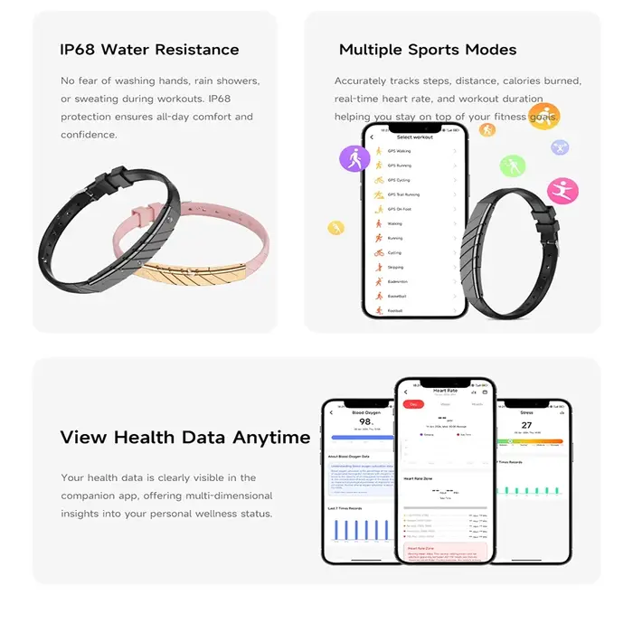 Nouveau Bracelet Connecté 2026 pour Femme avec Suivi de Santé 24h/24