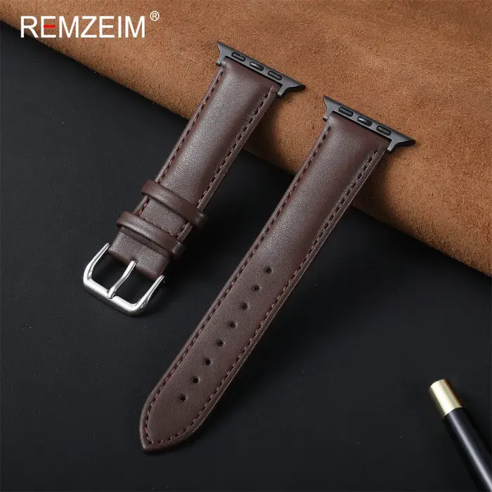 Bracelet en cuir PU pour homme, usage quotidien, pour iWatch 38-49 mm, bracelet de montre unisexe po