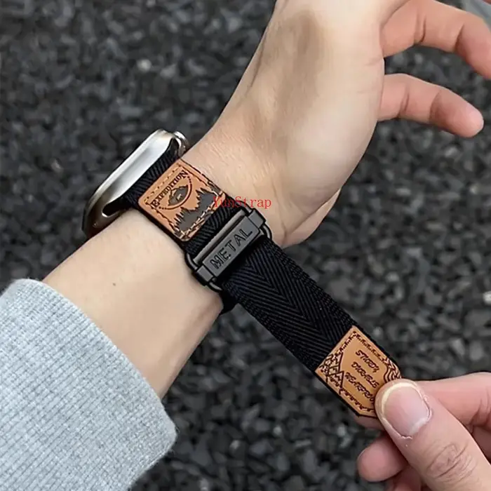 Bracelet en Nylon à boucle pour Apple Watch, 49mm 46mm 45mm 44mm 42mm 41mm 40mm, iWatch Ultra 2 SE 1