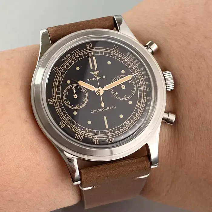 Montre rétro Tandorio pour hommes, 38mm, montre de Sport, mouvement Miyota OS20, chronographe, horlo