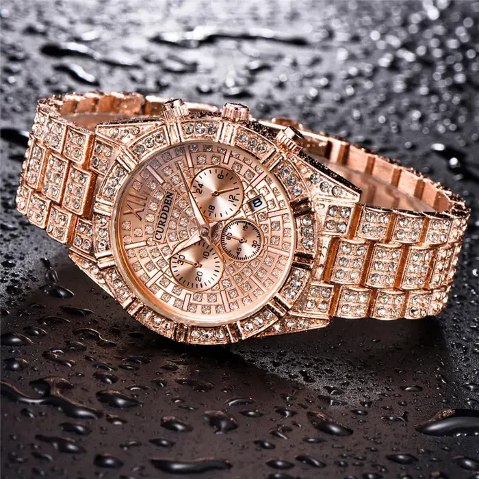Original CURDDEN marque montres de luxe pour hommes mode alliage bande Hip Hop diamant doré Date Vintage Montre à Quartz