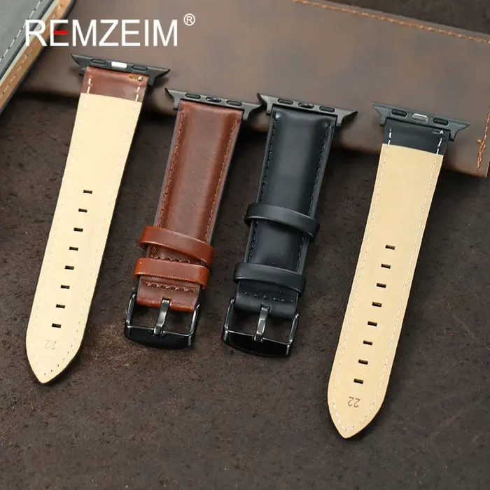 Bracelet en cuir marron noir pour Apple Watch 38/40/41/42/44/45/46/49mm