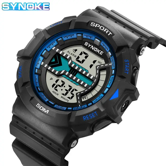 Montre numérique pour hommes en plein air militaire mode rétro hommes montre sport étanche hommes montre multifonctionnel lumineux SYNOKE