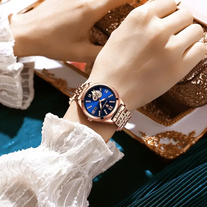 Romantique vin rouge Montre en acier inoxydable conception lumineuse dames horloge décontracté femmes Montre-bracelet