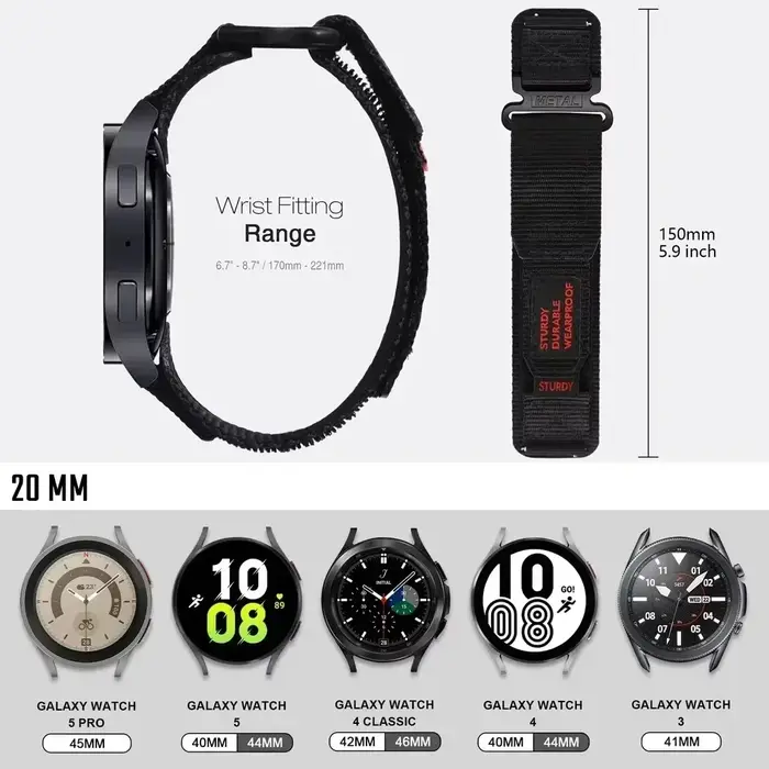 Bracelet en Nylon Camouflage 22mm 20mm