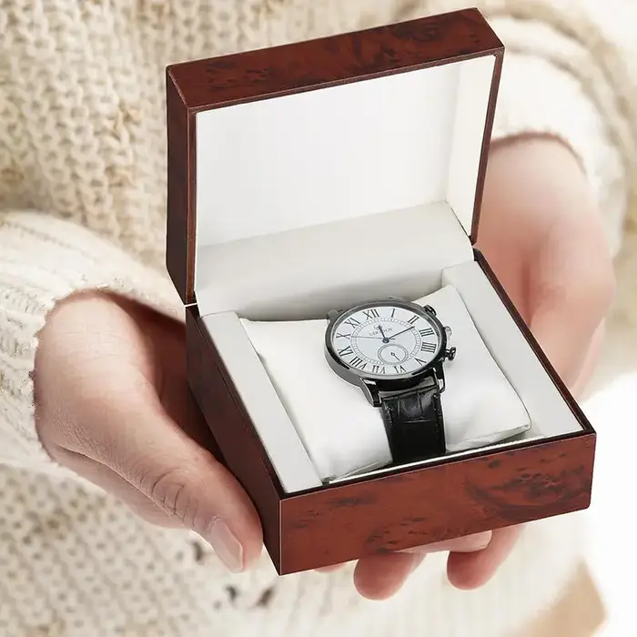 Boîte à montre individuelle haut de gamme en bois avec coussin, étui de voyage de luxe pour homme, rangement pour montre-bracelet et bracelet, coffret cadeau